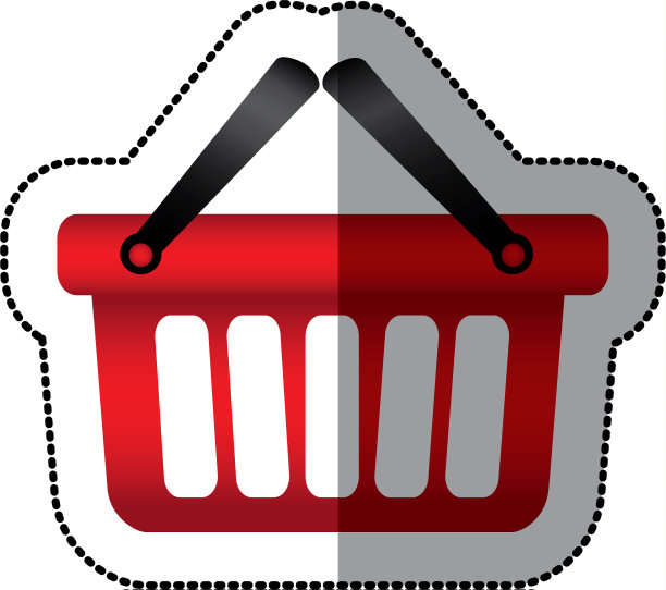 贴纸彩色剪影与购物篮图片下载