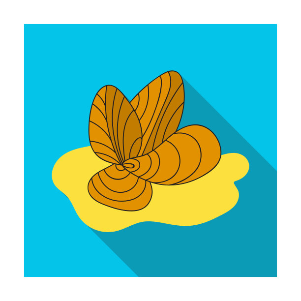 贻贝图标在平面风格孤立在白色图片下载