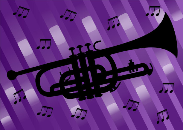 音乐传单设计与黑色喇叭剪影图片下载