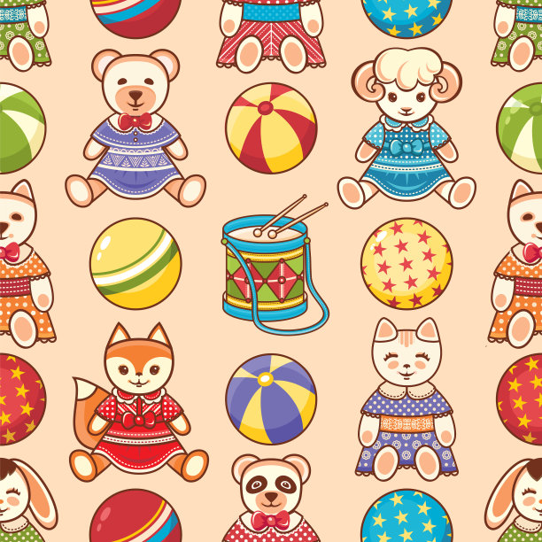 儿童玩具无缝图案设计元素图片下载