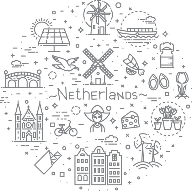 荷兰平面图标集图片下载