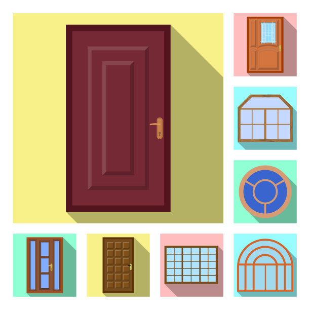 门和前面的标志集图片下载