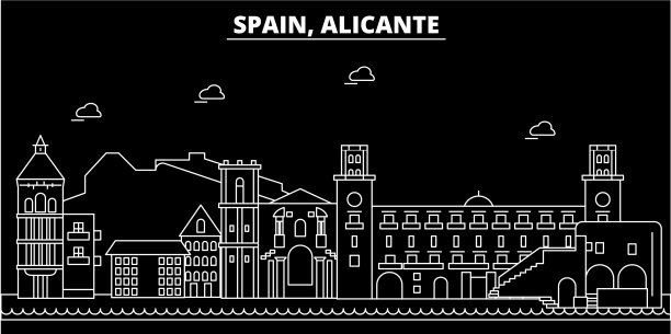 阿利坎特轮廓天际线西班牙-阿利坎特图片下载