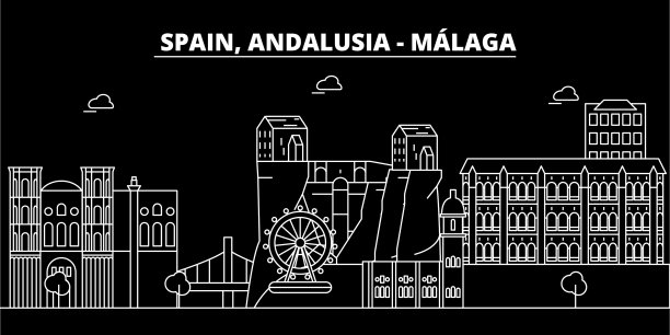 马拉加安达卢西亚剪影的地平线西班牙图片下载