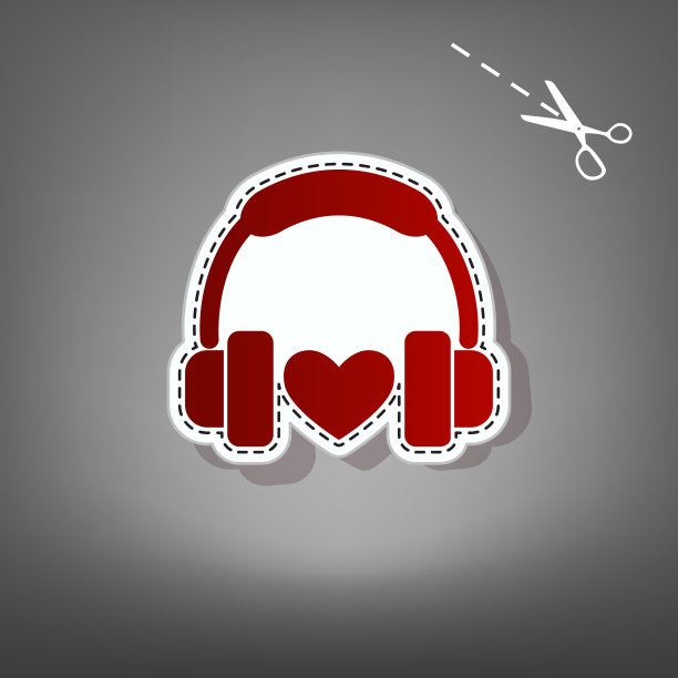 耳机与心红色的图标与图片下载