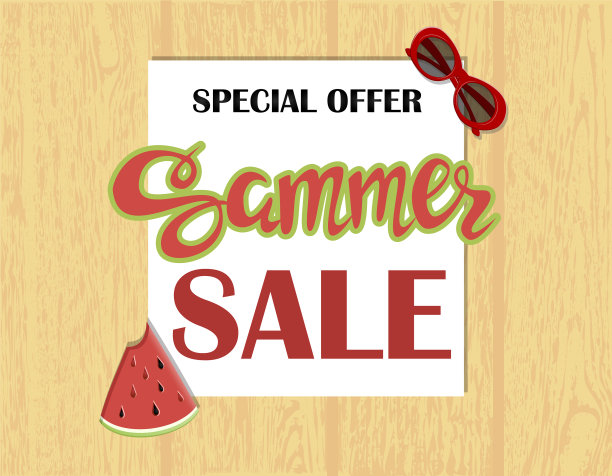 夏季销售旗帜招牌装饰的商店图片下载