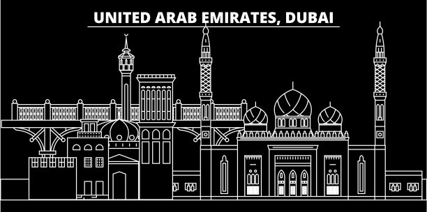 迪拜剪影天际线阿拉伯联合酋长国图片下载