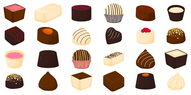 漂亮的大套彩色巧克力甜点图片下载