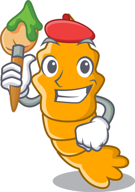 艺术家虾在一个人物卡通风格图片下载