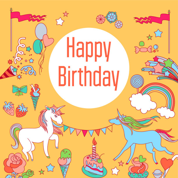 带彩虹冰的生日贺卡图片下载