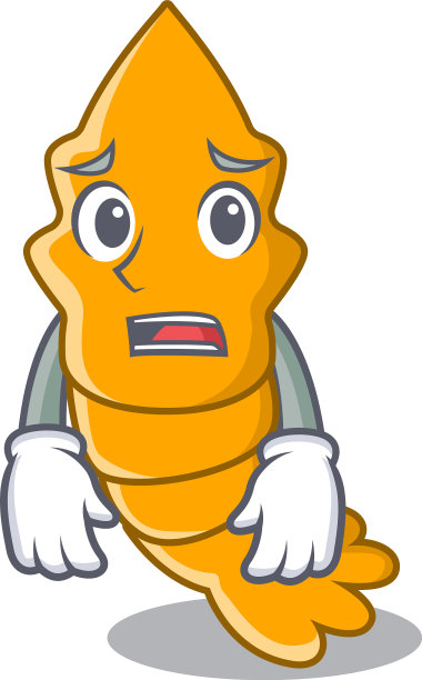 怕熟虾孤立在吉祥物卡通上图片下载