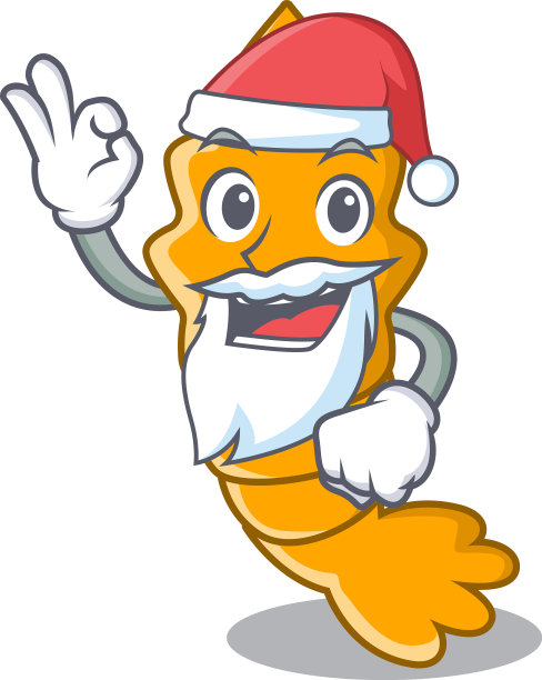 圣诞老人在吉祥物卡通上蒸鲜生虾图片下载