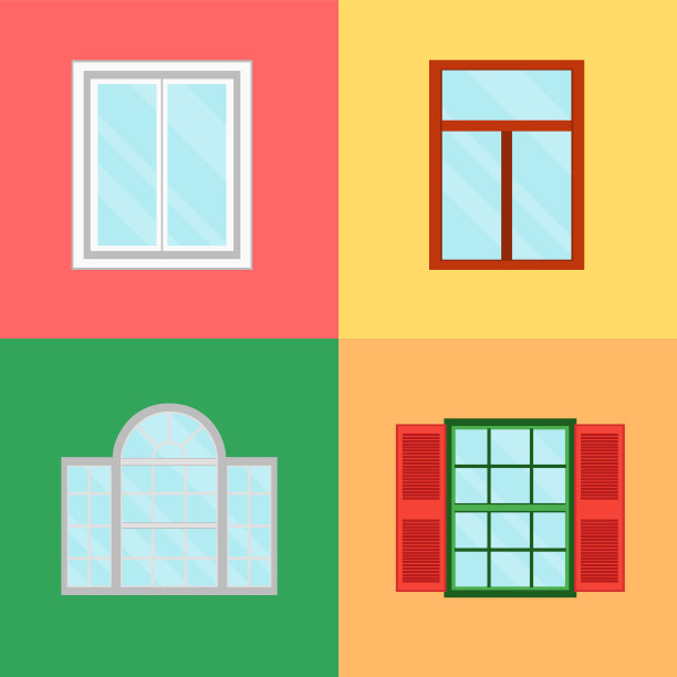 卡通窗口设置在一个彩色背景图片下载