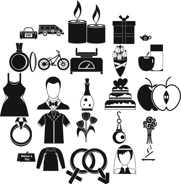 给女性的礼物图标设置简单的风格图片下载