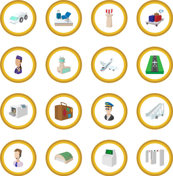 机场卡通图标圈图片下载