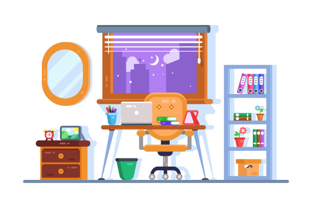 家庭或办公室工作场所室内设计图片下载