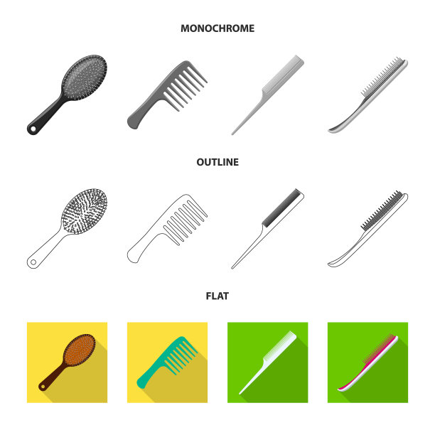 画笔和头发符号系列的设计图片下载