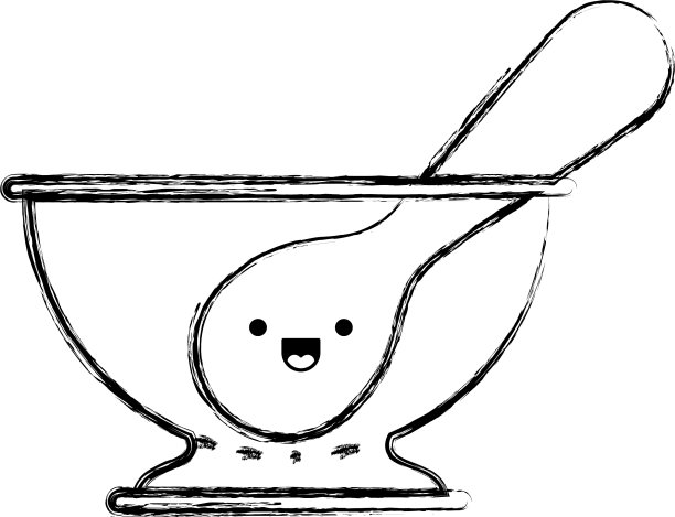 厨房碗与勺子单色模糊卡哇伊图片下载