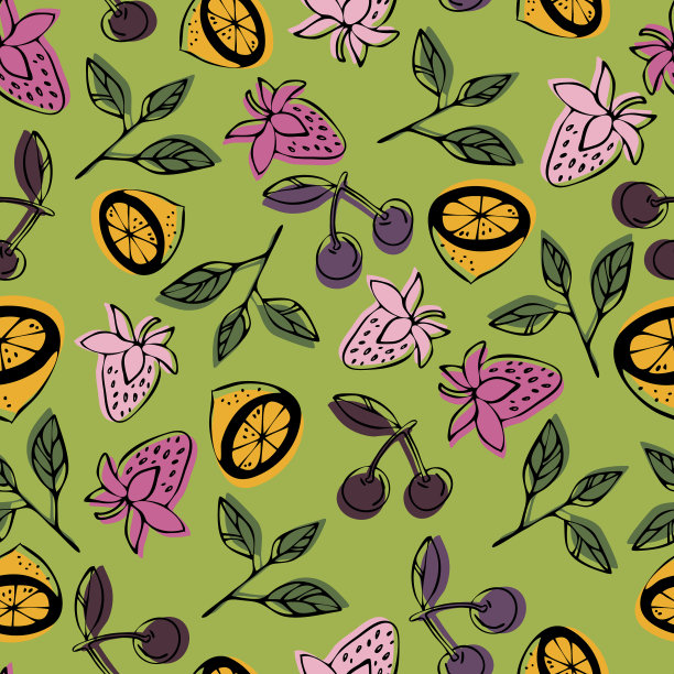 无缝图案与草莓的形象图片下载