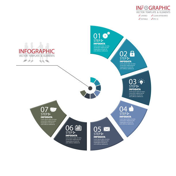 圆形箭头信息图设置元素图片下载