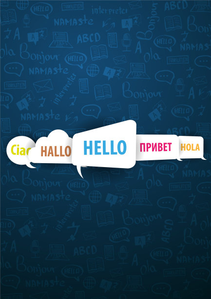 语言翻译横幅与手绘涂鸦图片下载