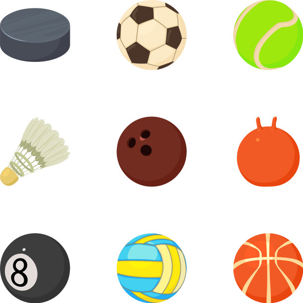 运动球图标设置卡通风格图片下载