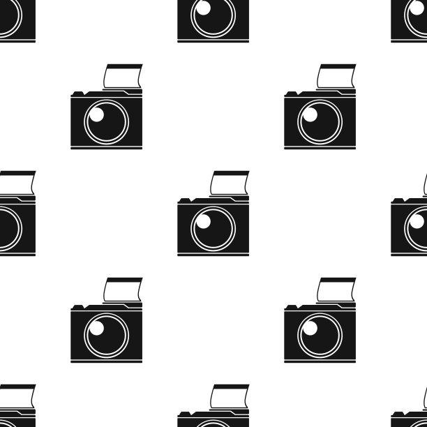 相机图标在黑色风格孤立在白色图片下载