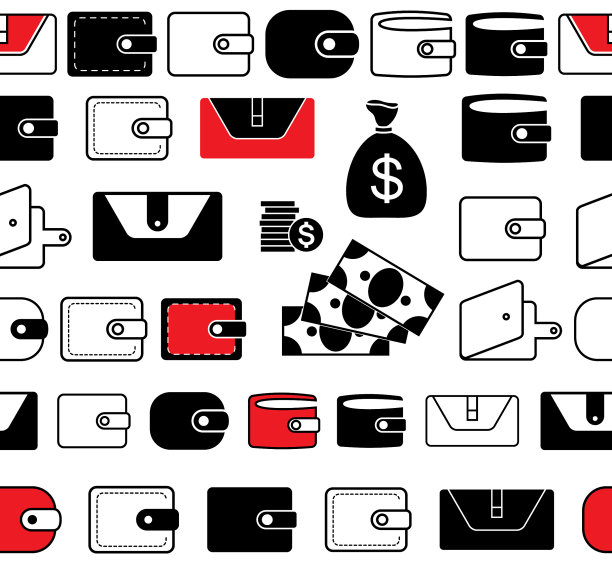 钱包或钱包图标无缝边框或图片下载
