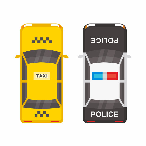 俯视警察和出租车图片下载