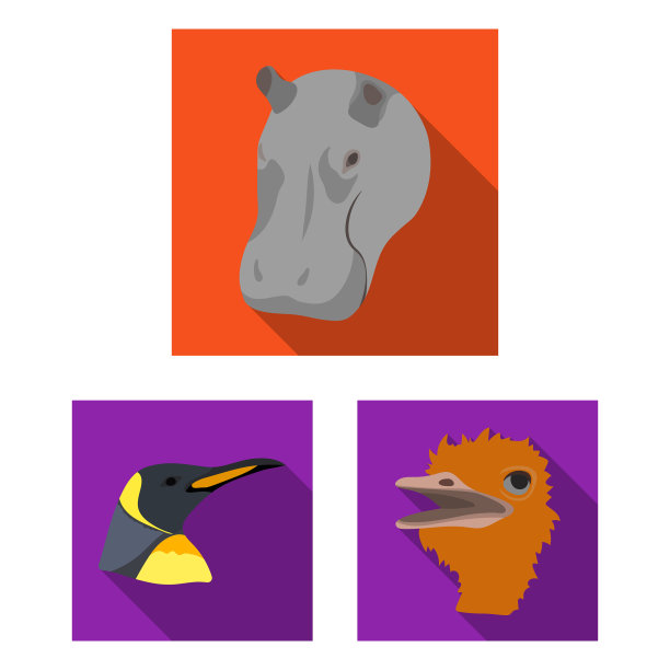 野生动物的平面图标集合图片下载