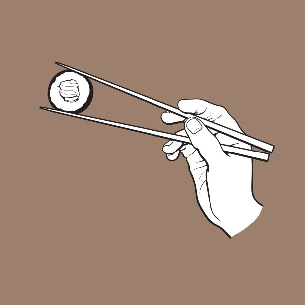 手里拿着日本寿司卷跟对图片下载