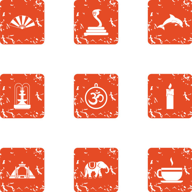 多元化的东方图标设置垃圾摇滚风格图片下载