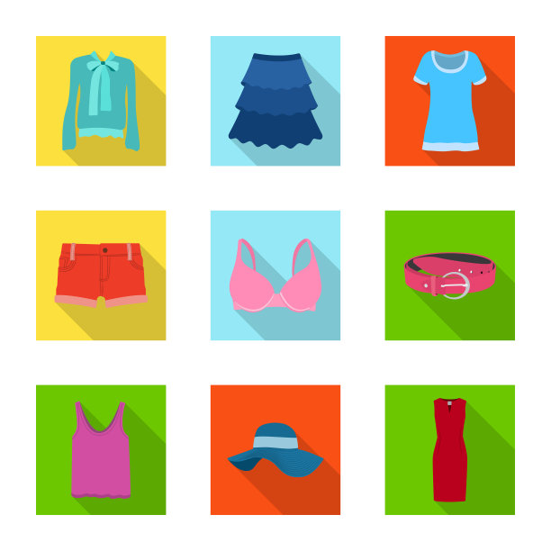 孤立对象的女人和服装符号集图片下载