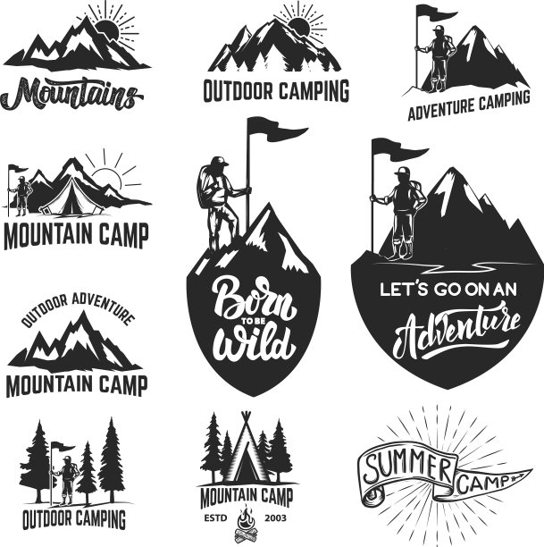 一套山地露营户外冒险图片下载