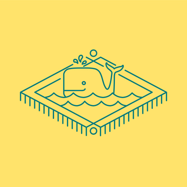 鲸鱼图标与海浪平线艺术图片下载