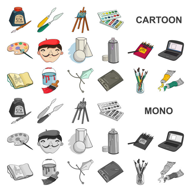 画家和绘制卡通图标设置图片下载