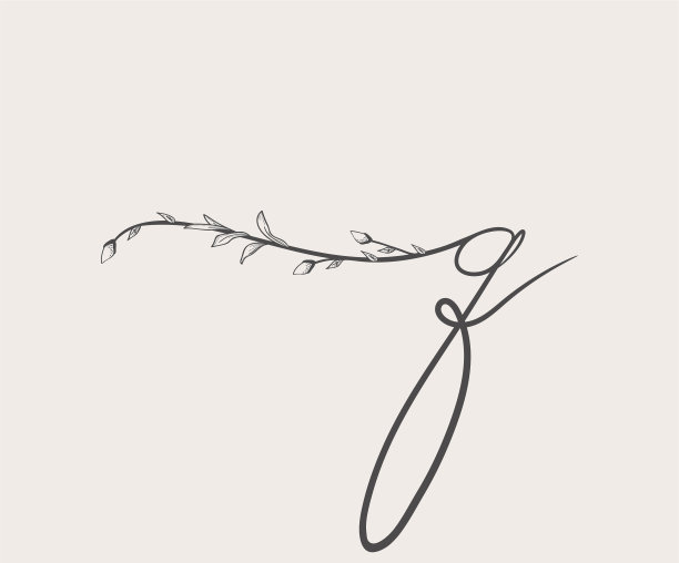 手绘花卉q字母和标志图片下载