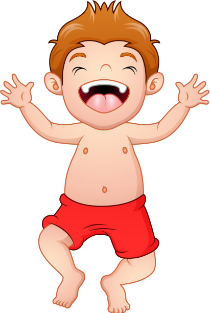 快乐的小男孩穿着泳衣站着图片下载