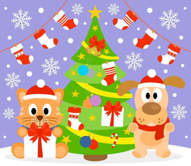 新年背景卡与动物紫罗兰图片下载