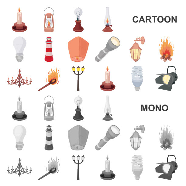 光源卡通图标的集合图片下载