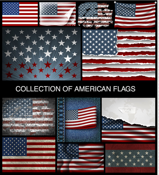 一套美国国旗的发展和复古图片下载