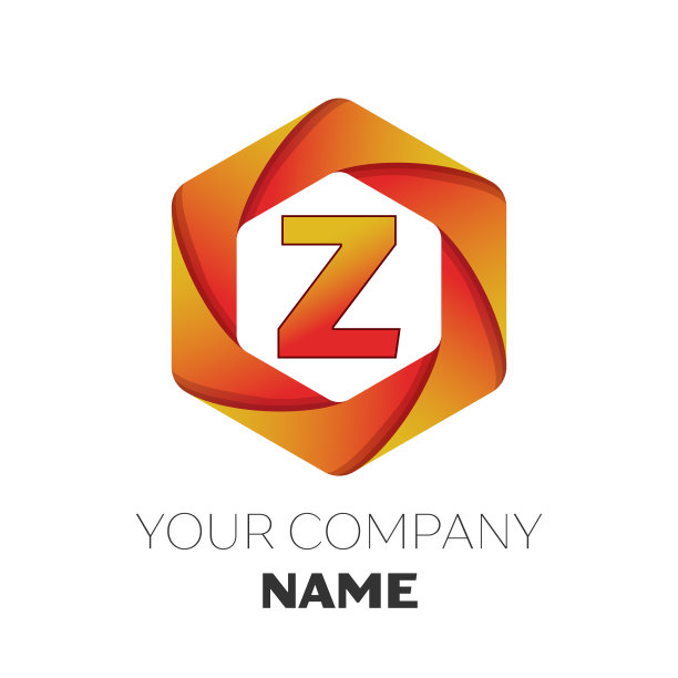 字母z标志上的彩色六角形符号图片下载