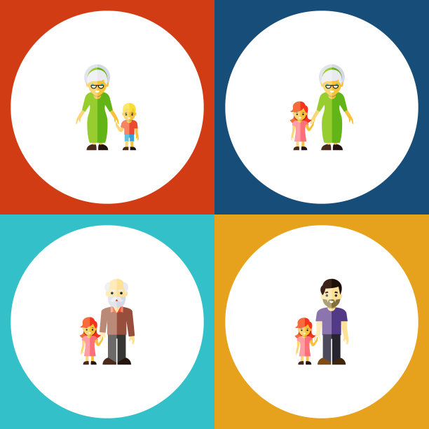 平面图标亲属集爷爷奶奶图片下载