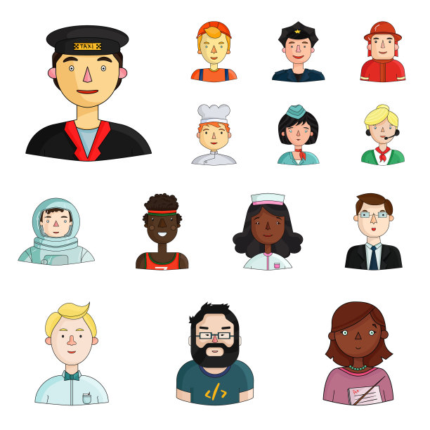 不同职业的人在卡通图标图片下载