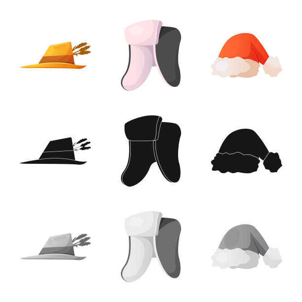 孤立对象的帽子和帽子符号图片下载