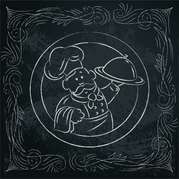 由首席厨师手持的徽章模板图片下载