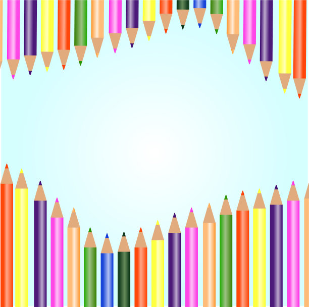 白色背景和彩色铅笔图片下载