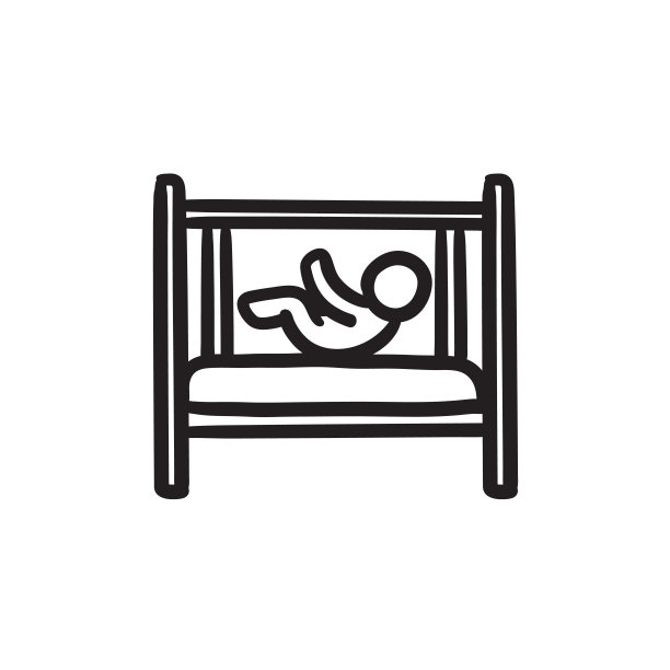 婴儿躺在婴儿床素描图标图片下载