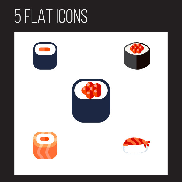 平面图标寿司套美食东方饮食图片下载