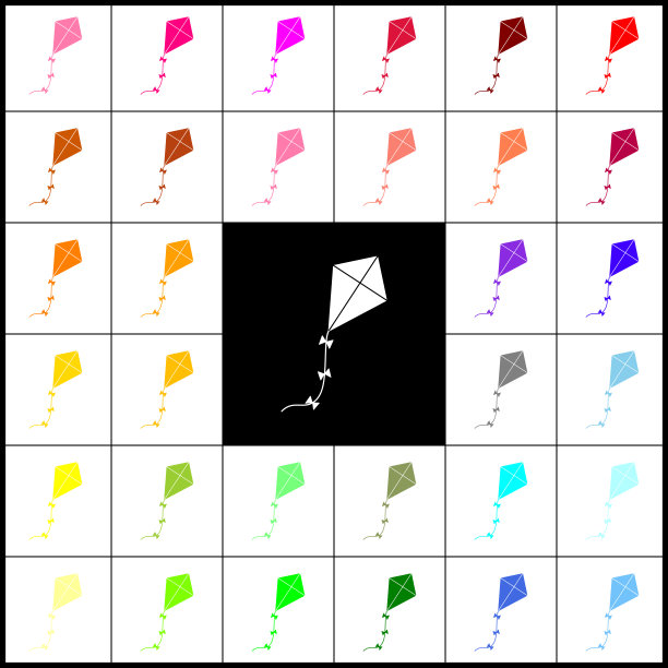 风筝标志毡笔33个彩色图标在图片下载